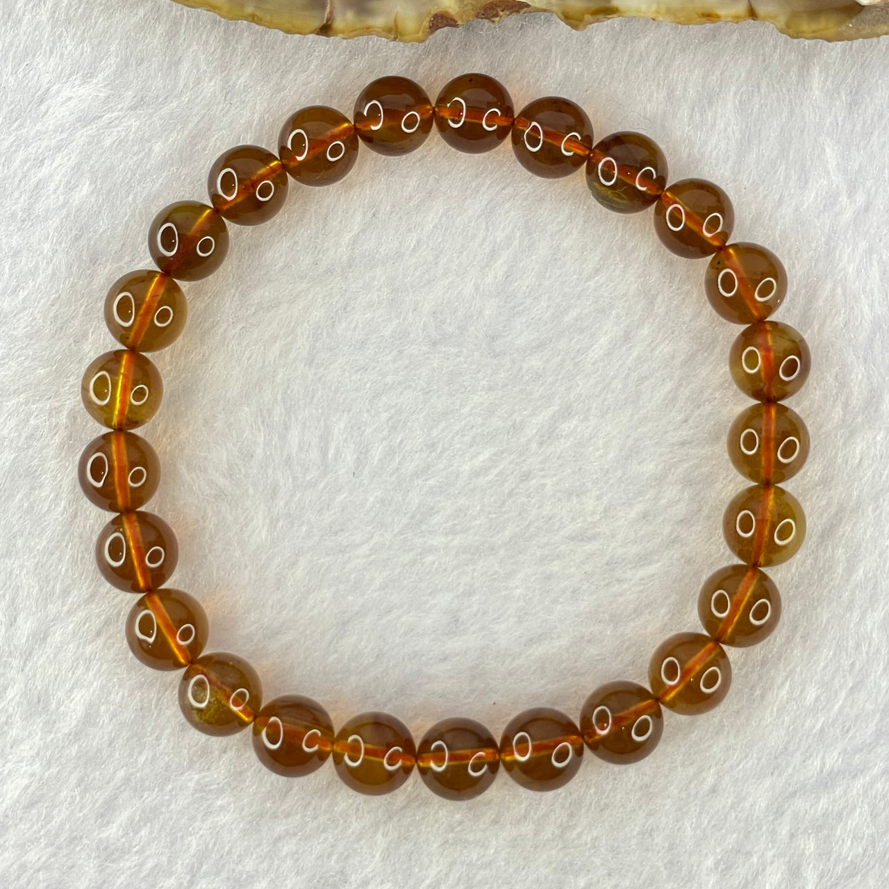 Natural Purple Honey Amber Beads Bracelet 天然紫蜜琥珀手链 4.80g 15cm 7.2mm 25 Beads - Huangs Jadeite and Jewelry Pte Ltd