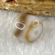 Natural Powerful Tibetan Old Oily Agate Tiger Tooth Daluo Dzi Bead Heavenly Master (Tian Zhu) 1.82g 9.7 by 10.8mm - Huangs Jadeite and Jewelry Pte Ltd