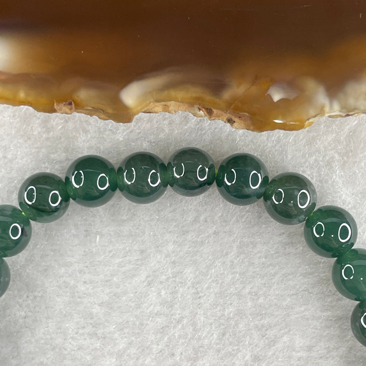Certified Natural Type A  Blueish Green Jadeite Beads Bracelet 11.77g 14cm 6.3mm 28Beads