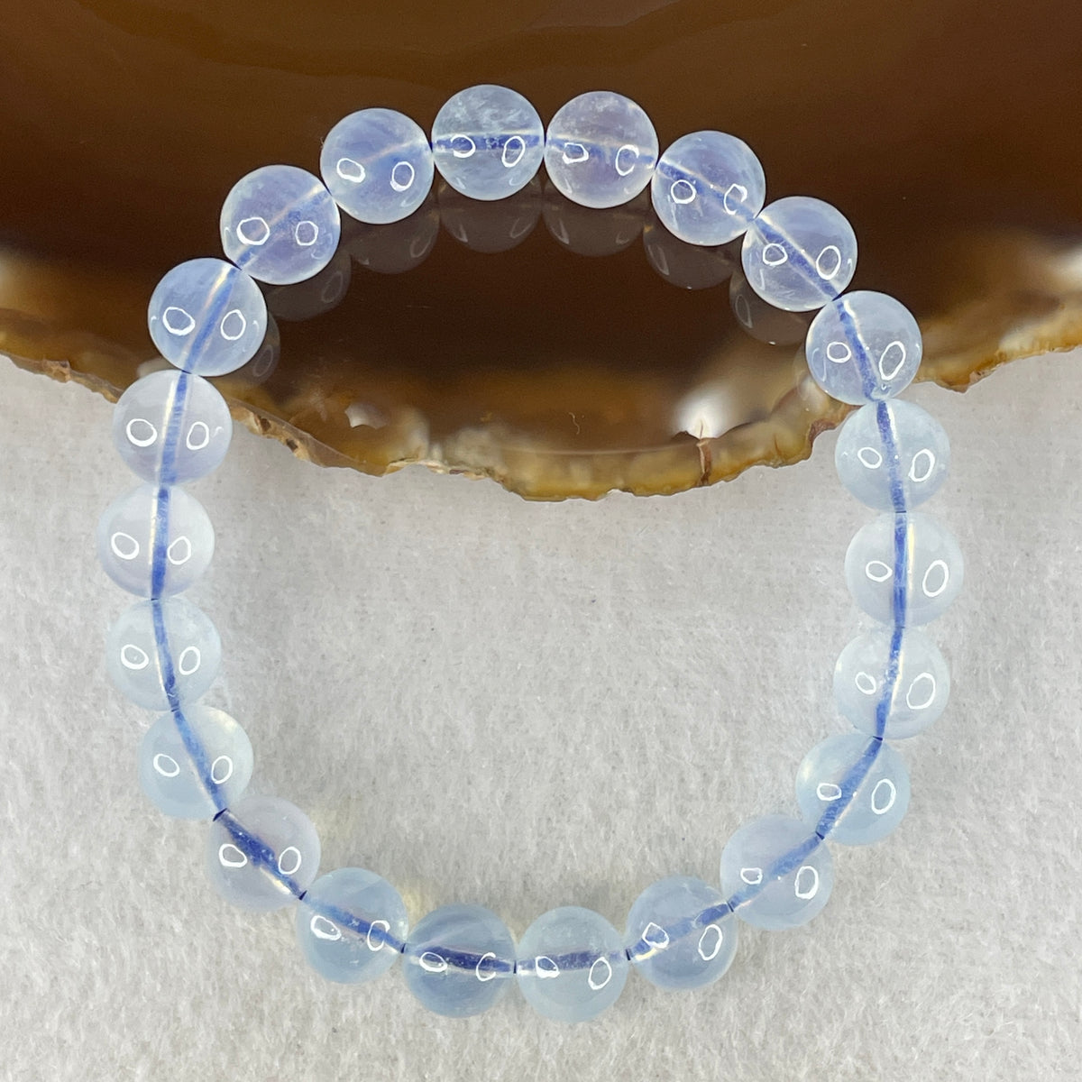 Certified Average Grade Natural Aquamarine Beads Bracelet | 15.5cm 22 Beads 8.6mm (19.04g | Serene Calm, Fluid Communication & Water Element Energy Shield)