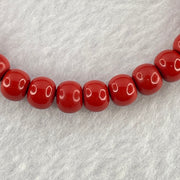 Natural Red Cinnabar Beads Bracelet 37.60g 15.5cm 7.1mm by 31 Beads - Huangs Jadeite and Jewelry Pte Ltd