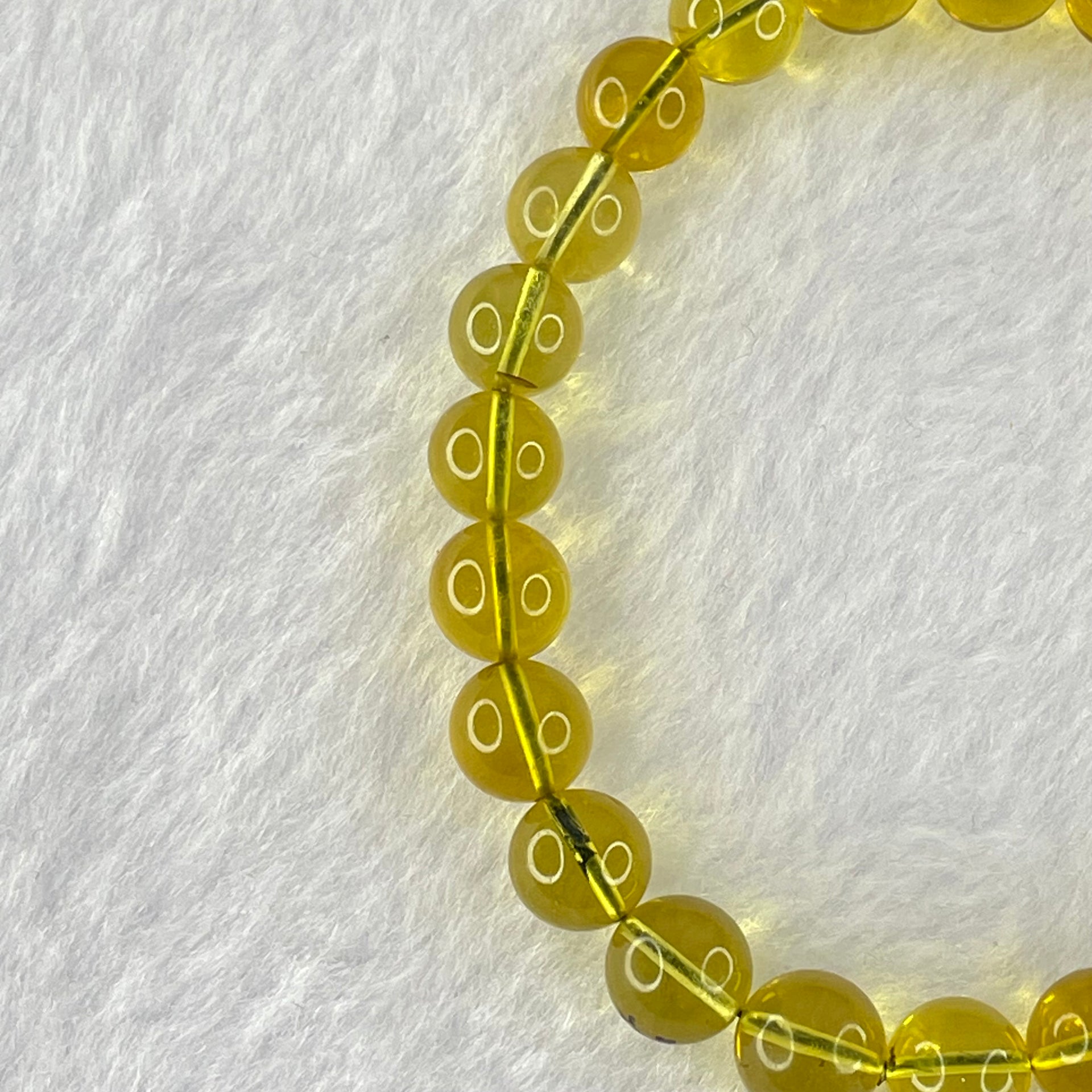 Natural Yellow Golden Amber Beads Bracelet 5.19g 15cm 7.4mm 24 Beads - Huangs Jadeite and Jewelry Pte Ltd