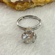 Colourless Cubic Zirconia with Crystals In S925 Sliver Ring (Adjustable Size) 4.33g 8.6 by 5.5mm - Huangs Jadeite and Jewelry Pte Ltd