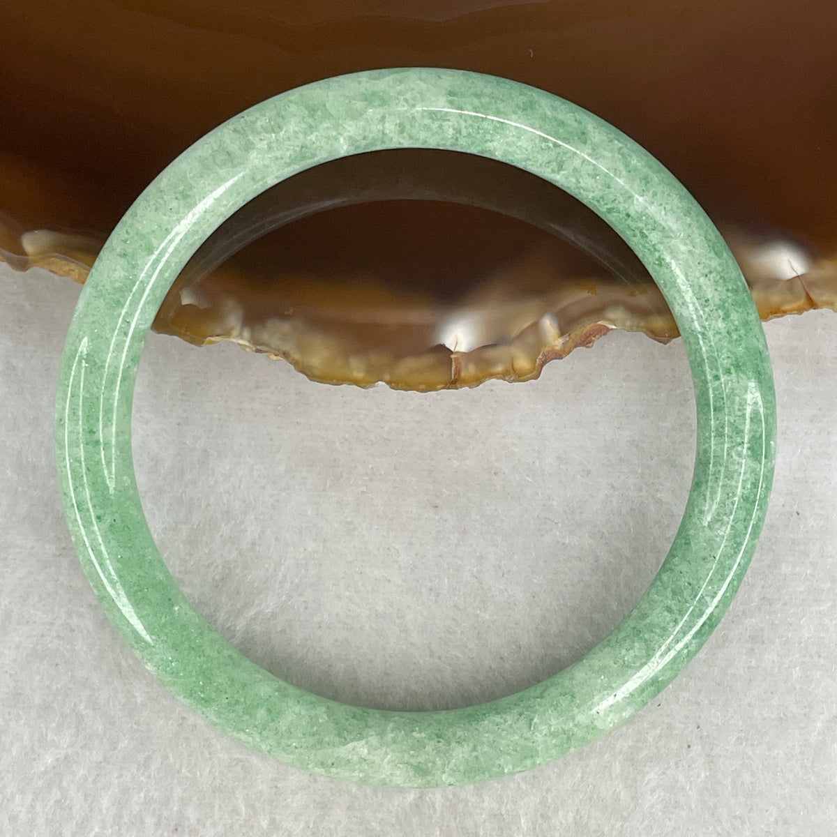 Natural Green Aventurine Full Round Bangle | (21.90g | 54.3mm Inner Diameter | 7.5x7.3mm | Slight Internal Line | Harmony, Abundance Magnet, Emotional Healing & Wholeness Shield)