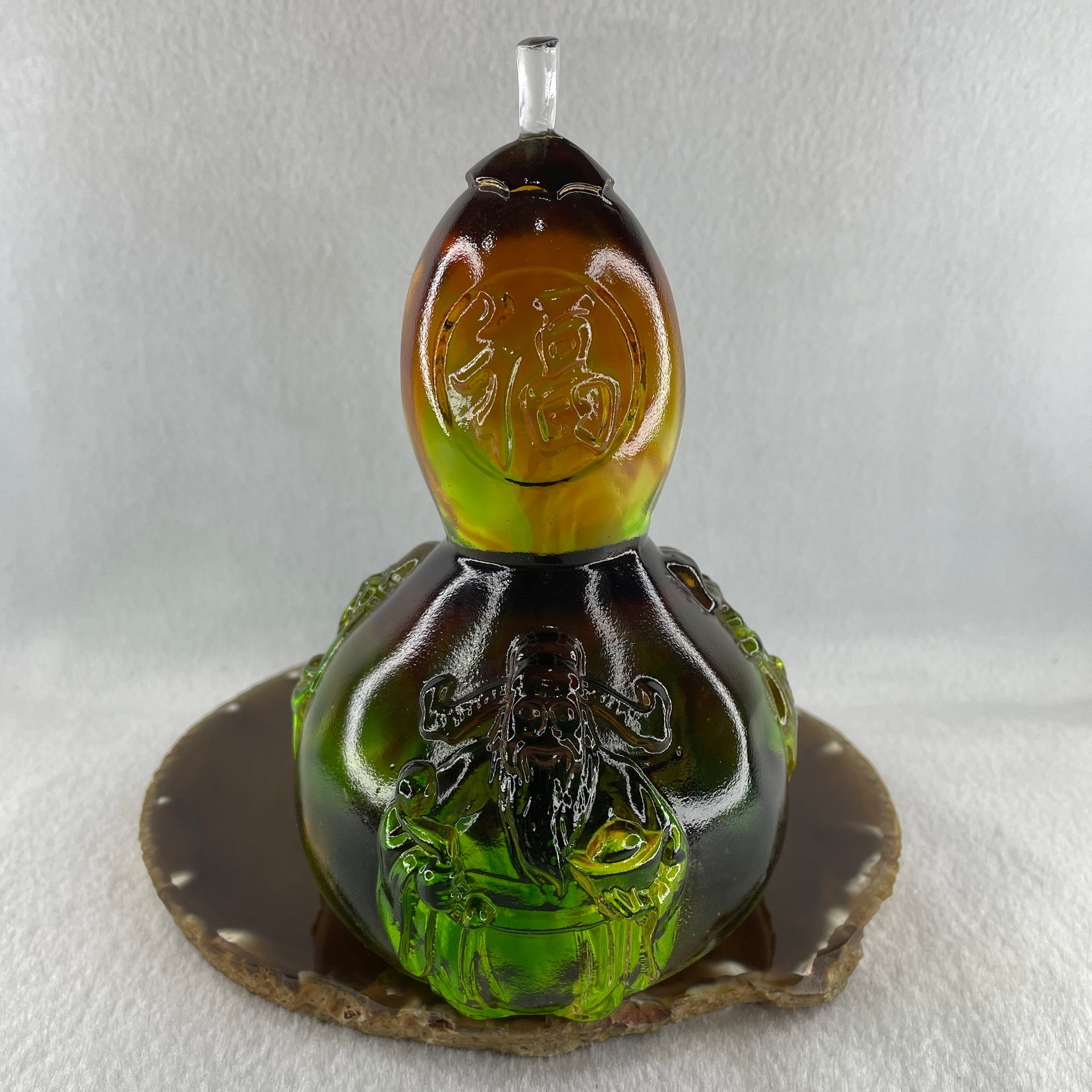 Liuli Fu Lu Shou Hulu Calabash Display 1,263.9g 149.5 by 97.0mm - Huangs Jadeite and Jewelry Pte Ltd