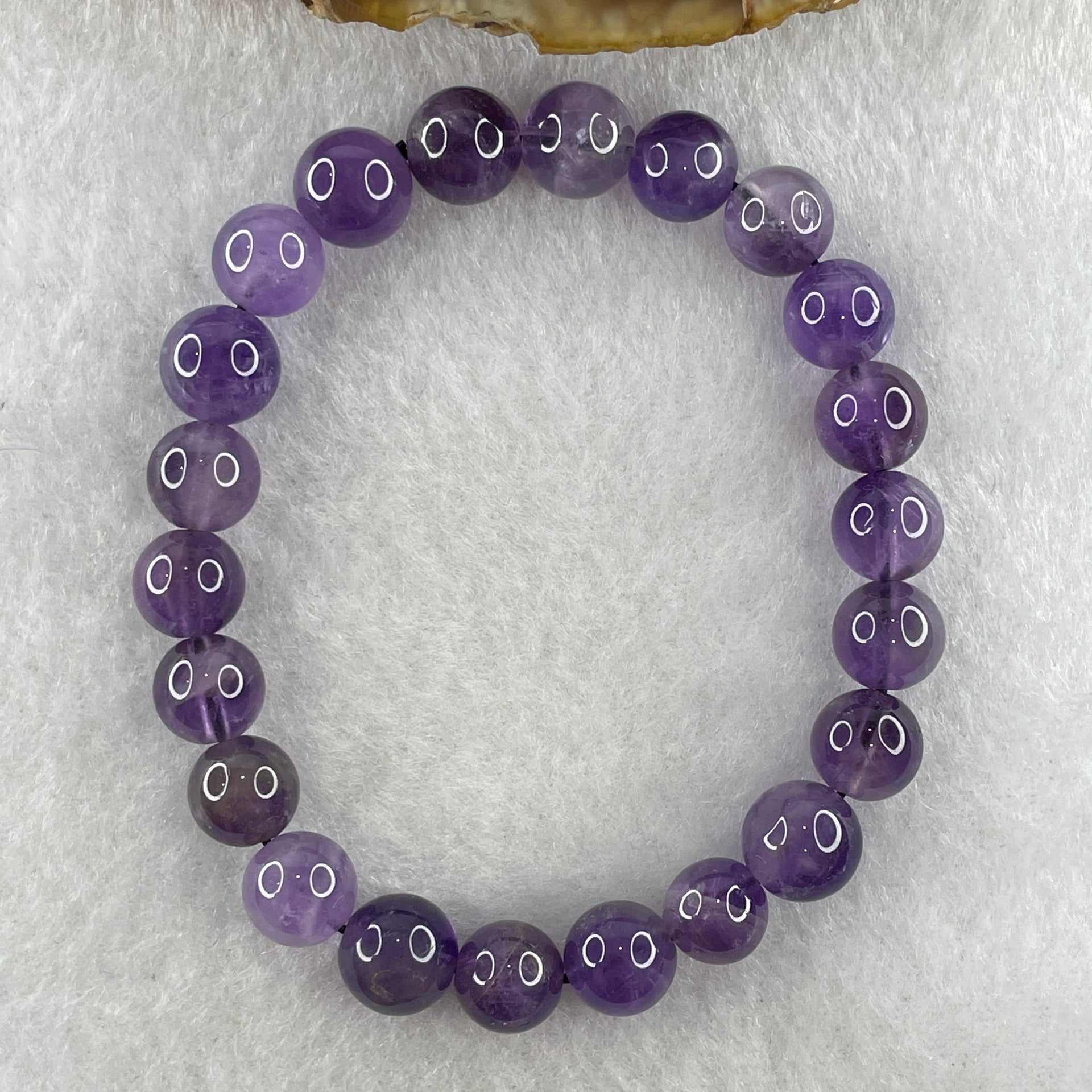 Natural Amethyst Quartz Beads Bracelet 17.90g 15cm 8.9mm 22 Beads - Huangs Jadeite and Jewelry Pte Ltd