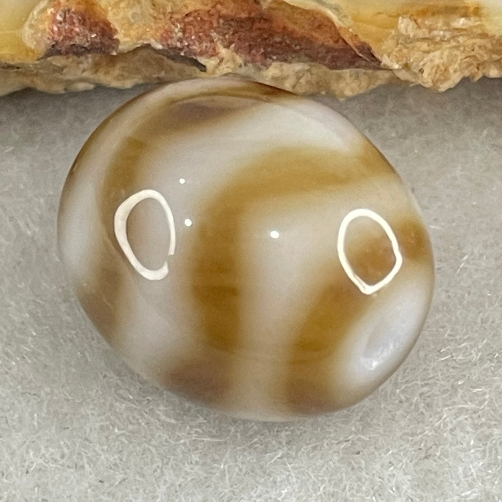 Natural Powerful Tibetan Old Oily Agate Water Wave Daluo Amulet (Tian Zhu) Dzi Bead 2.81g 13.5 by 12.1mm - Huangs Jadeite and Jewelry Pte Ltd