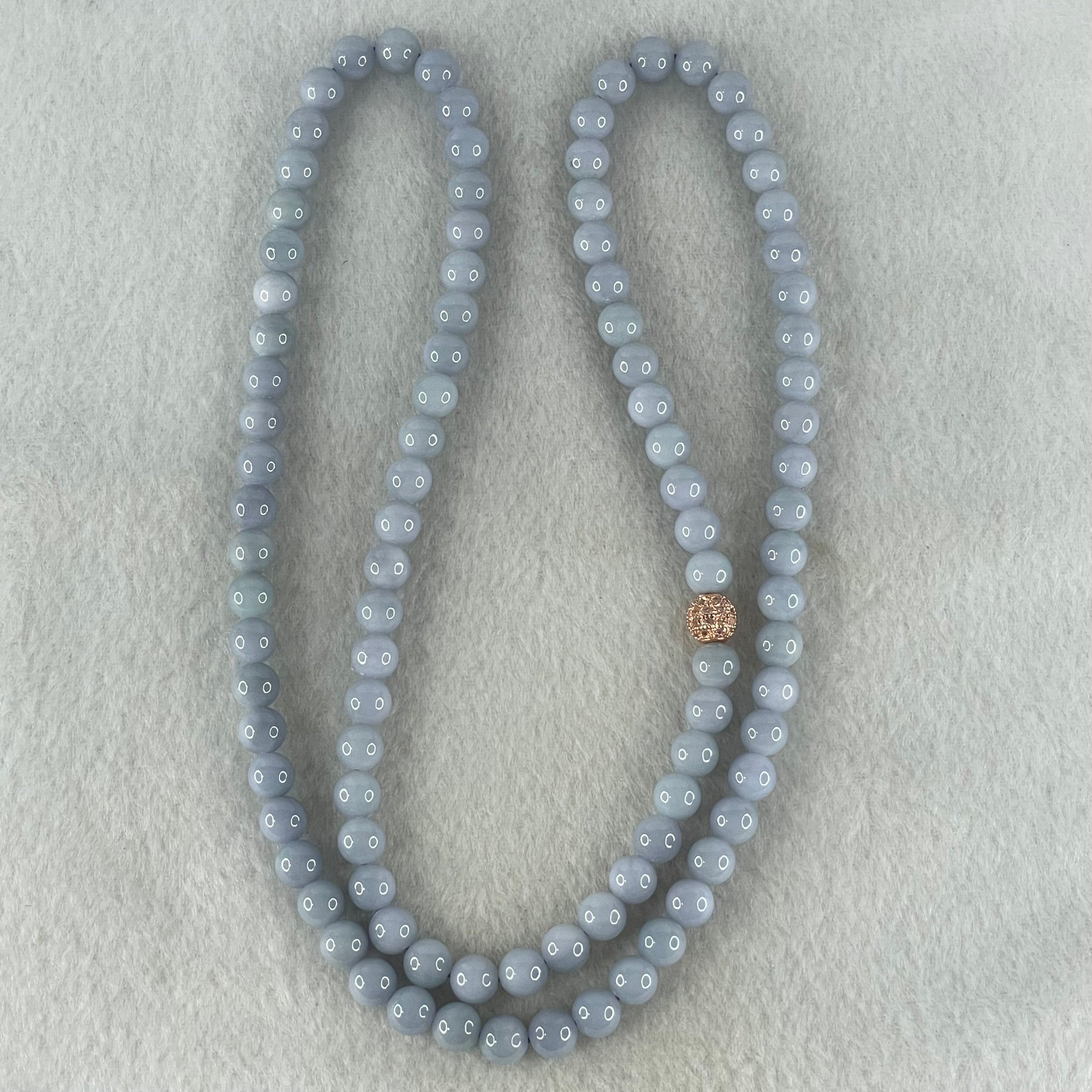Type A Full Lavender Jadeite Beads Necklace 58.26g 66cm 7.0mm 98 Beads - Huangs Jadeite and Jewelry Pte Ltd