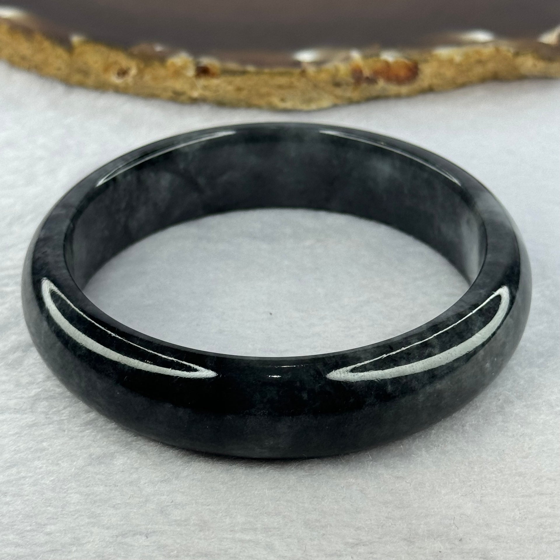 Type A Wuji Greyish Black Jadeite Bangle 70.00g Internal Diameter 60.7mm 16.1 by 8.1mm (Close to Perfect) - Huangs Jadeite and Jewelry Pte Ltd