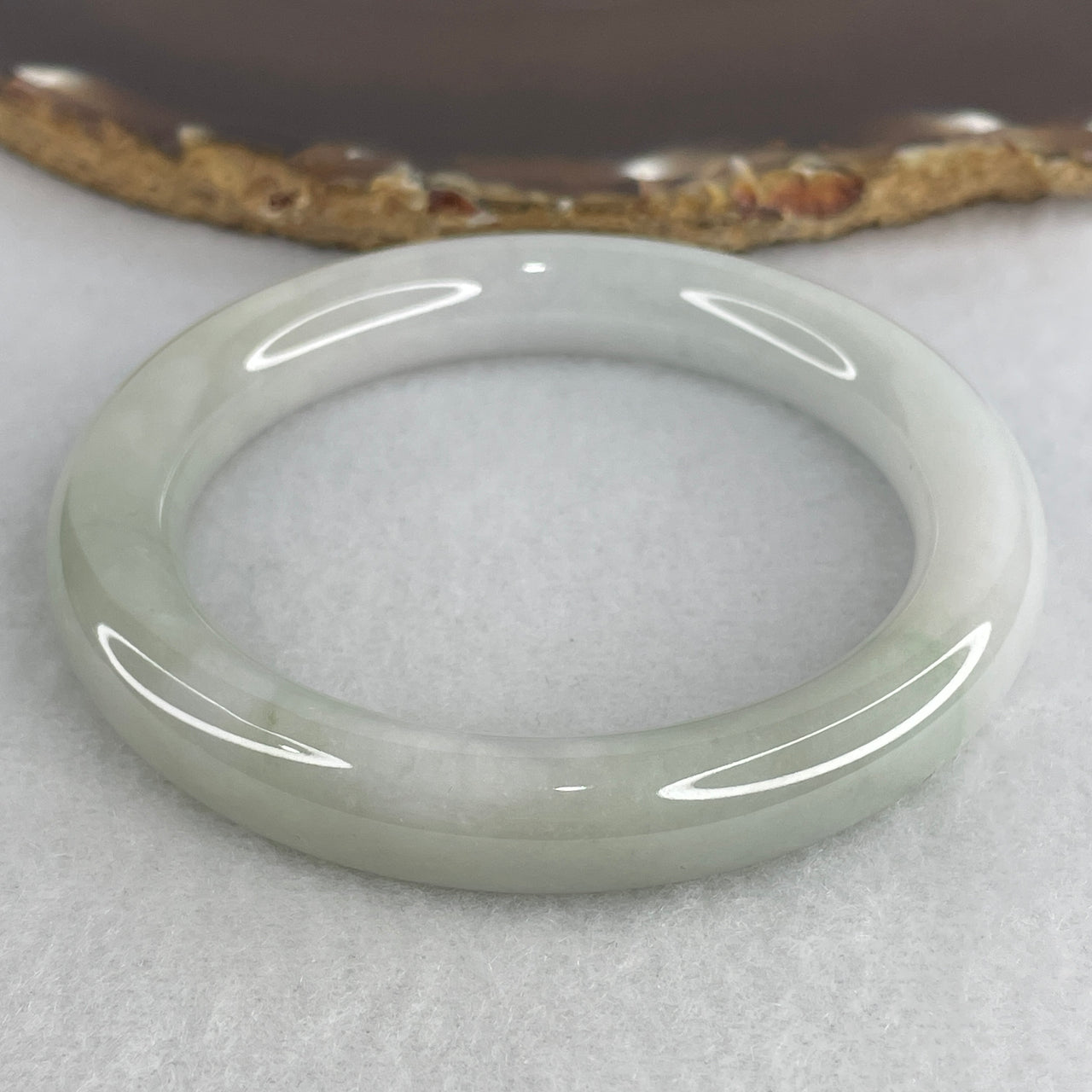 Certified Type A Natural Light Green with Lavender Jadeite Full Round Bangle | Untreated Fei Cui Spring & Purple Princess Bangle (56.89g | Inner Diameter 55.7mm | 10.5 x 9.9mm)