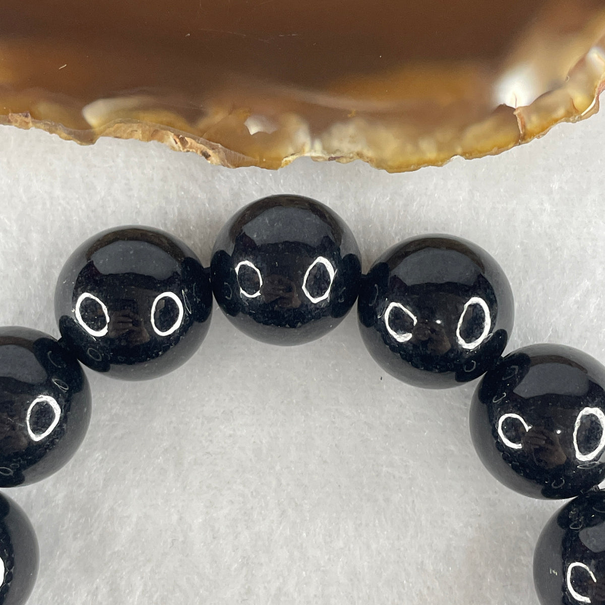 Certified Type A Opaque Black Omphacite Jadeite Statement Bracelet | Bold 16.4mm Natural Black Jade Protection & Power Talisman (91.41g | 16cm | 13 Beads)
