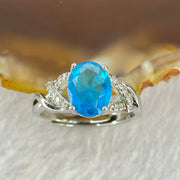 Blue Cubic Zirconia with Crystals in PT950 Plated Sliver Ring (Adjustable Size) 2.17g 8.4 by 6.8 by 4.5mm - Huangs Jadeite and Jewelry Pte Ltd