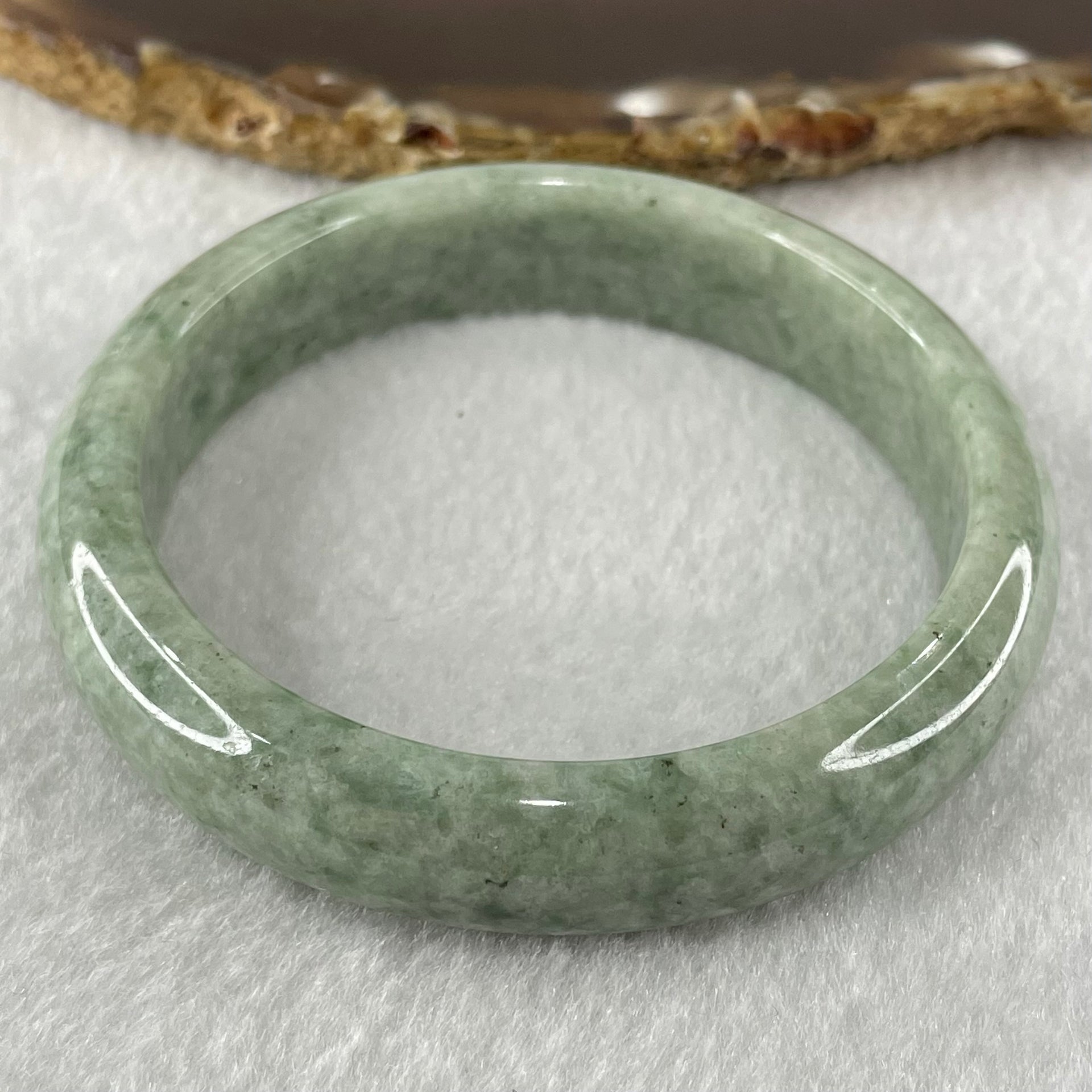 Type A Green Dou Qing Jadeite Bangle 51.01g Internal Diameter 57.8mm 13.7 by 7.8mm (Close to Perfect) - Huangs Jadeite and Jewelry Pte Ltd