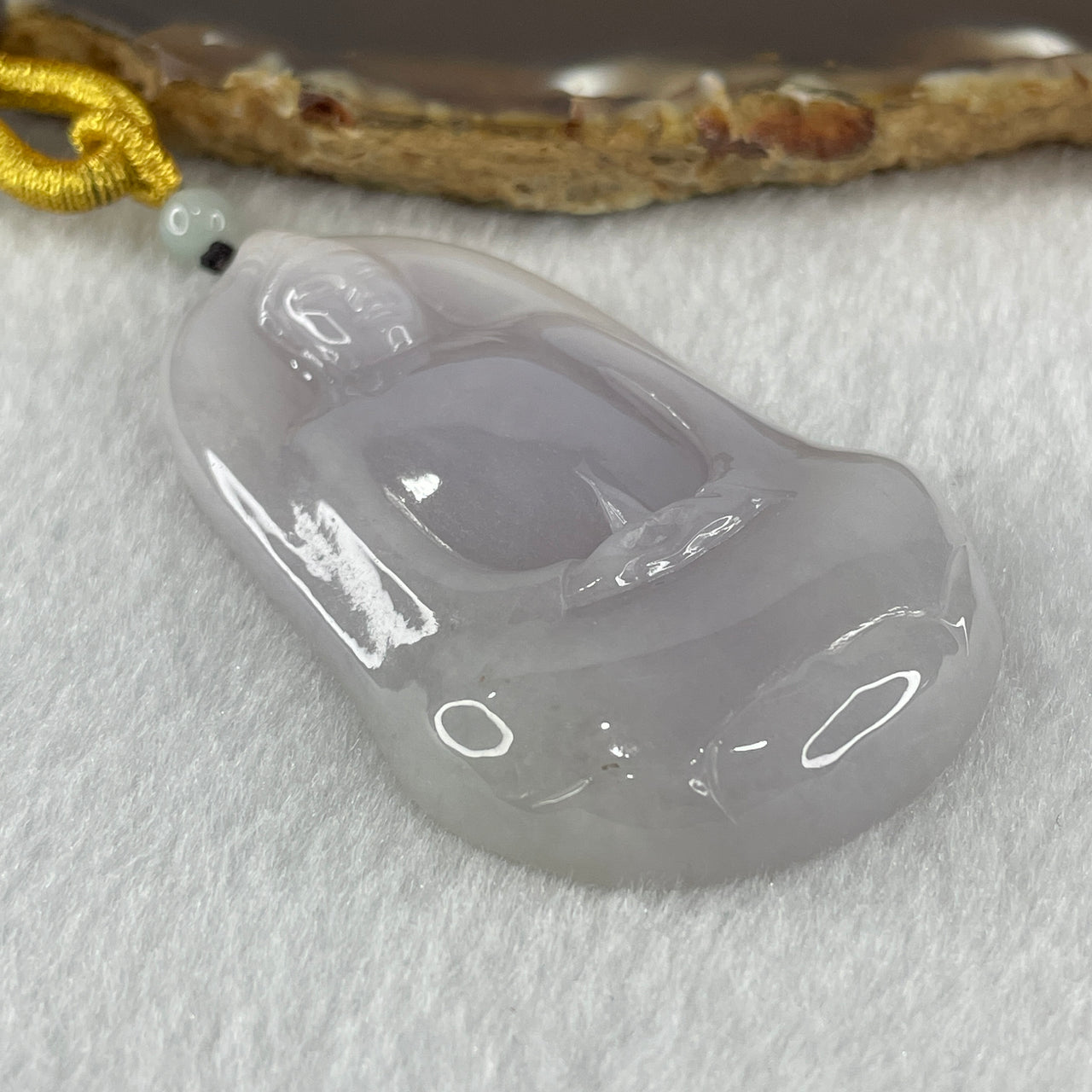 Type A Lavender Jadeite Buddha Pendant 44.66g 62.0 by 38.3 by 9.0mm