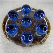 Blue Liuli 7 Sphere Balls 29.4mm Set with 7 Star Base Display 557.3g 119.5 by 55.5mm - Huangs Jadeite and Jewelry Pte Ltd