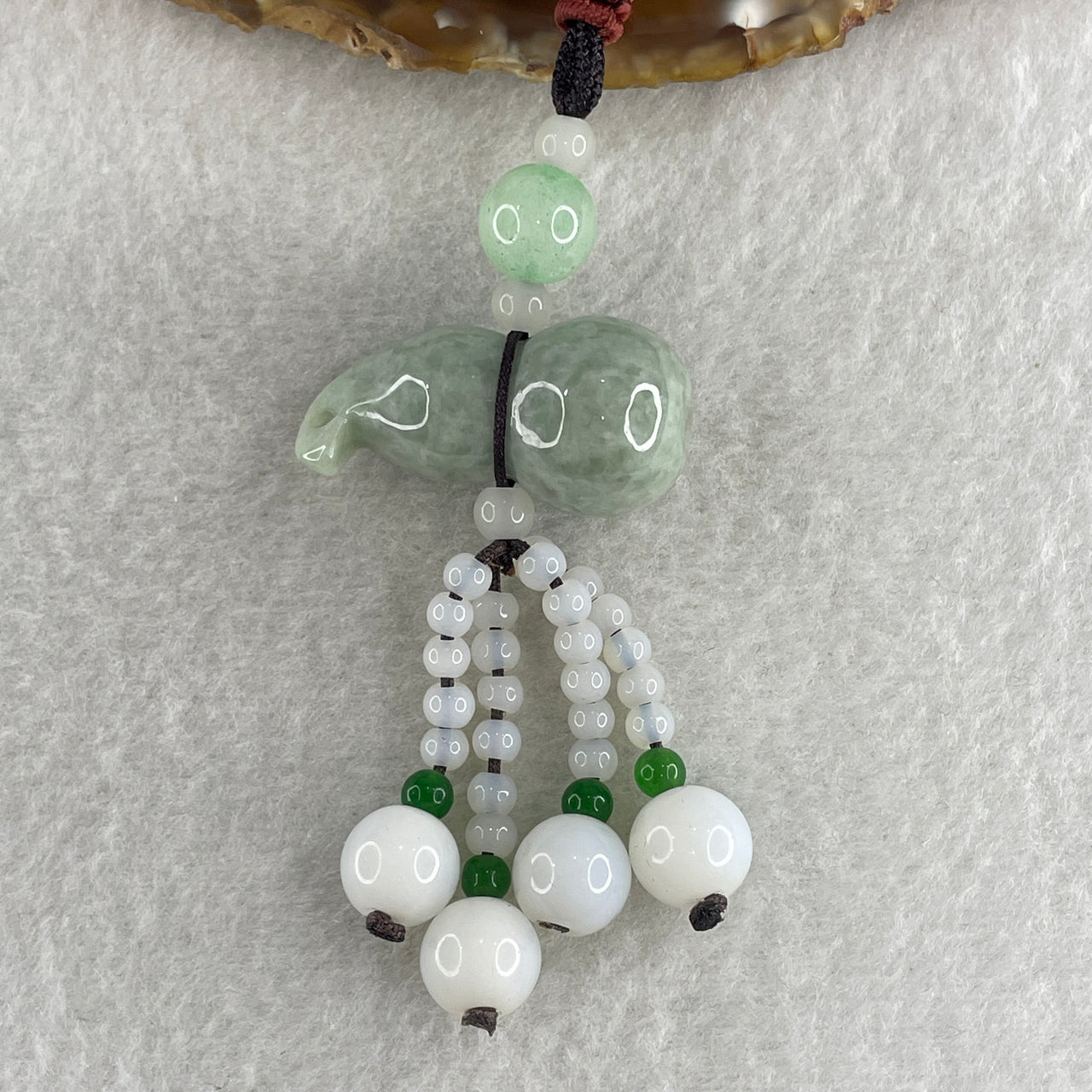 Natural Type A Green Jadeite Hulu Charm 24.96g 33.9 by 17.4mm - Huangs Jadeite and Jewelry Pte Ltd