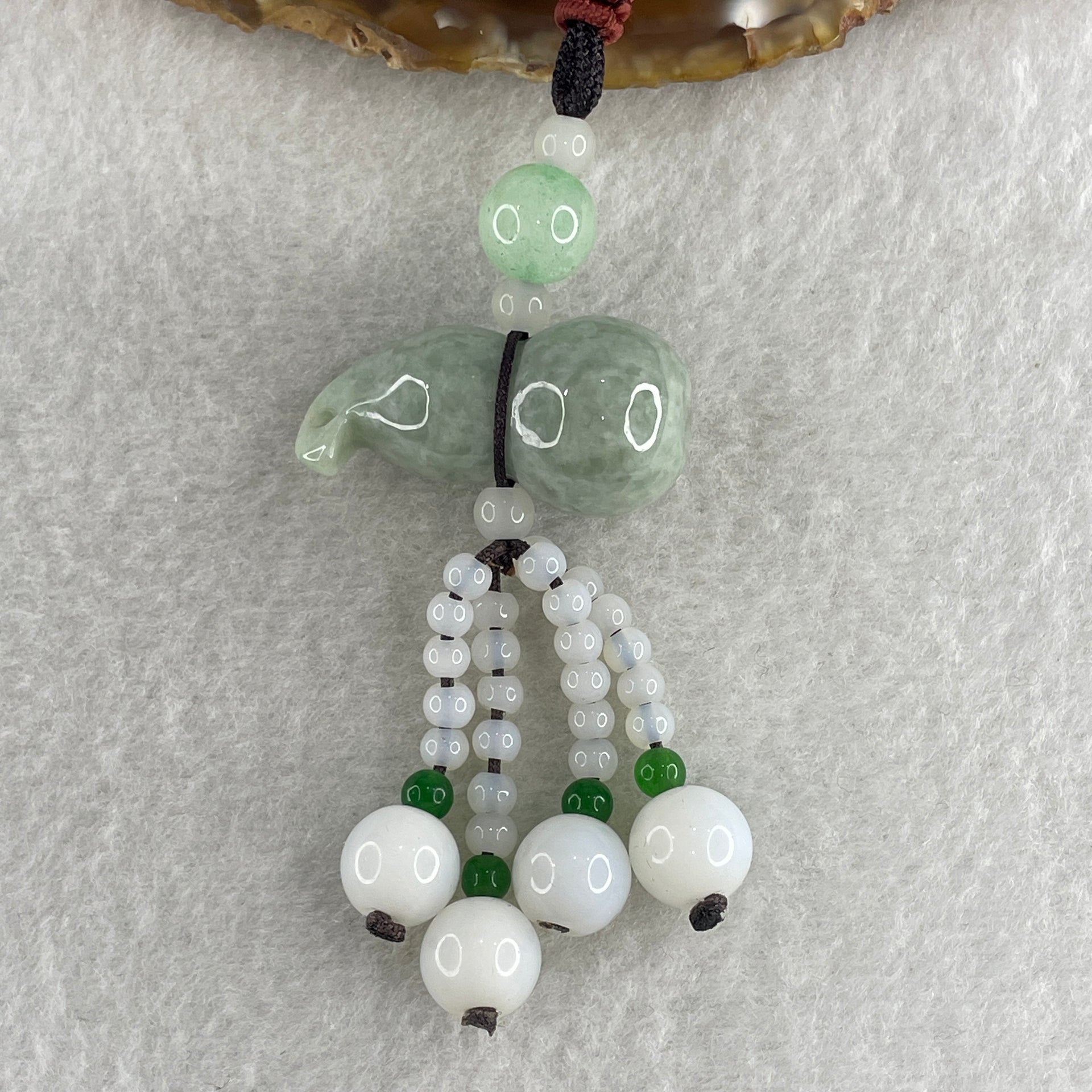 Natural Type A Green Jadeite Hulu Charm 24.96g 33.9 by 17.4mm - Huangs Jadeite and Jewelry Pte Ltd