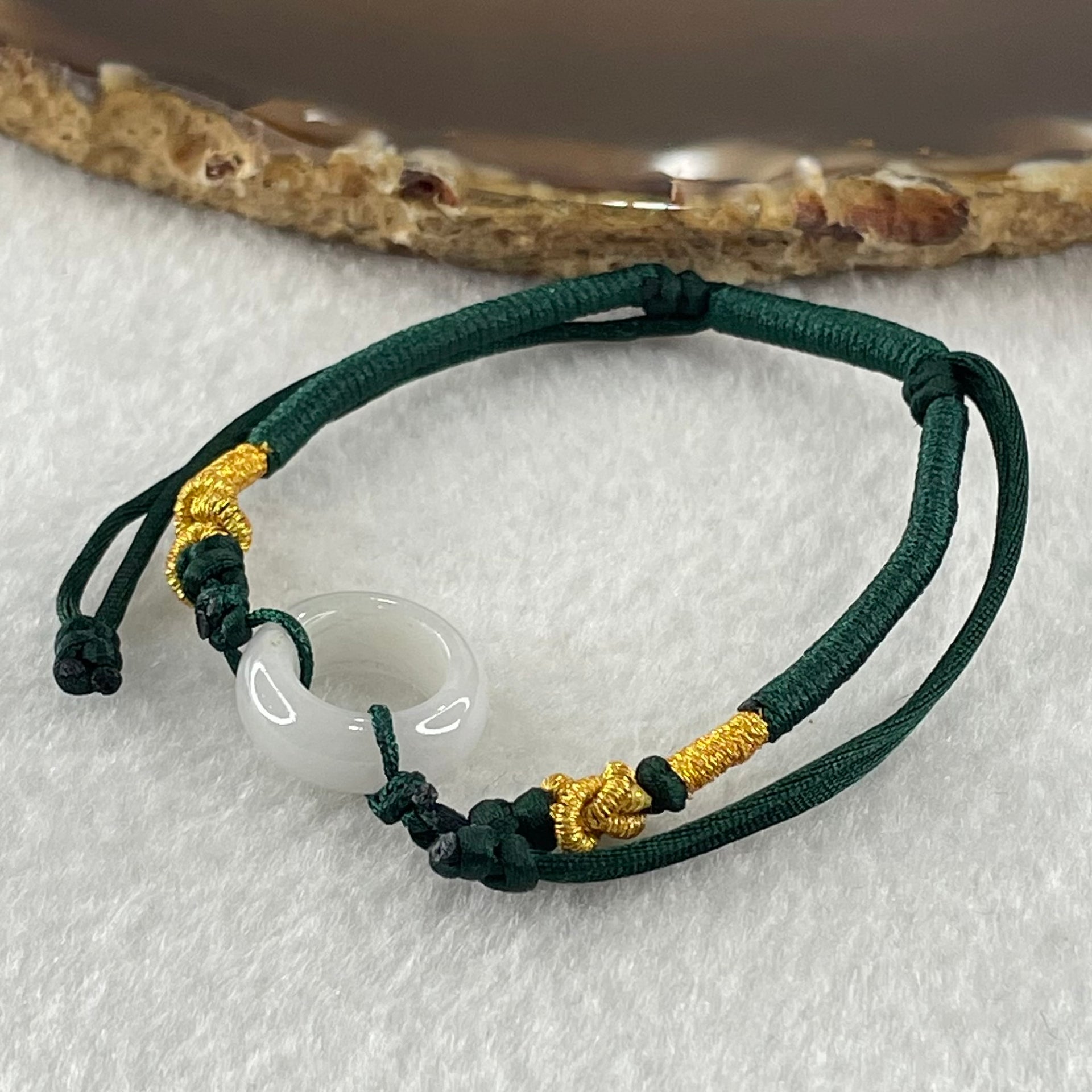 Type A Faint Lavender Jadeite Ping An Kou String Bracelet 2.90g 15.4 by 5.6mm - Huangs Jadeite and Jewelry Pte Ltd