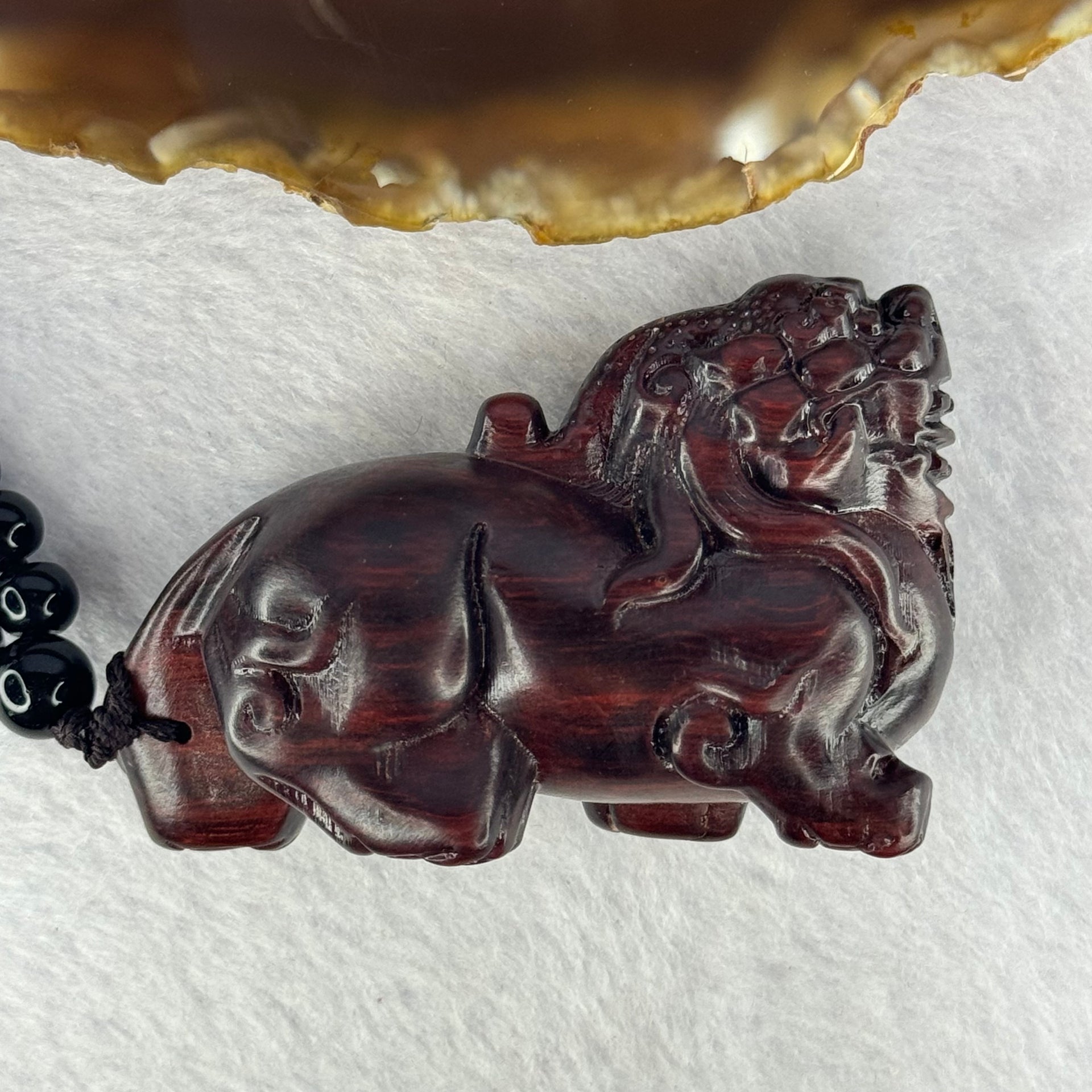 Natural African Rosewood Pixiu Handplay 天然非洲紫檀貔貅手把件 54.65g 64.2 by 27.3 by 43.0mm - Huangs Jadeite and Jewelry Pte Ltd