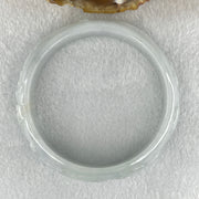 Type A Faint Blueish Green with Faint Lavender Patches Jadeite Flower and Leaf Bangle 43.09g Internal Diameter 58.12mm 13.4 by 7.4mm (External Lines) - Huangs Jadeite and Jewelry Pte Ltd