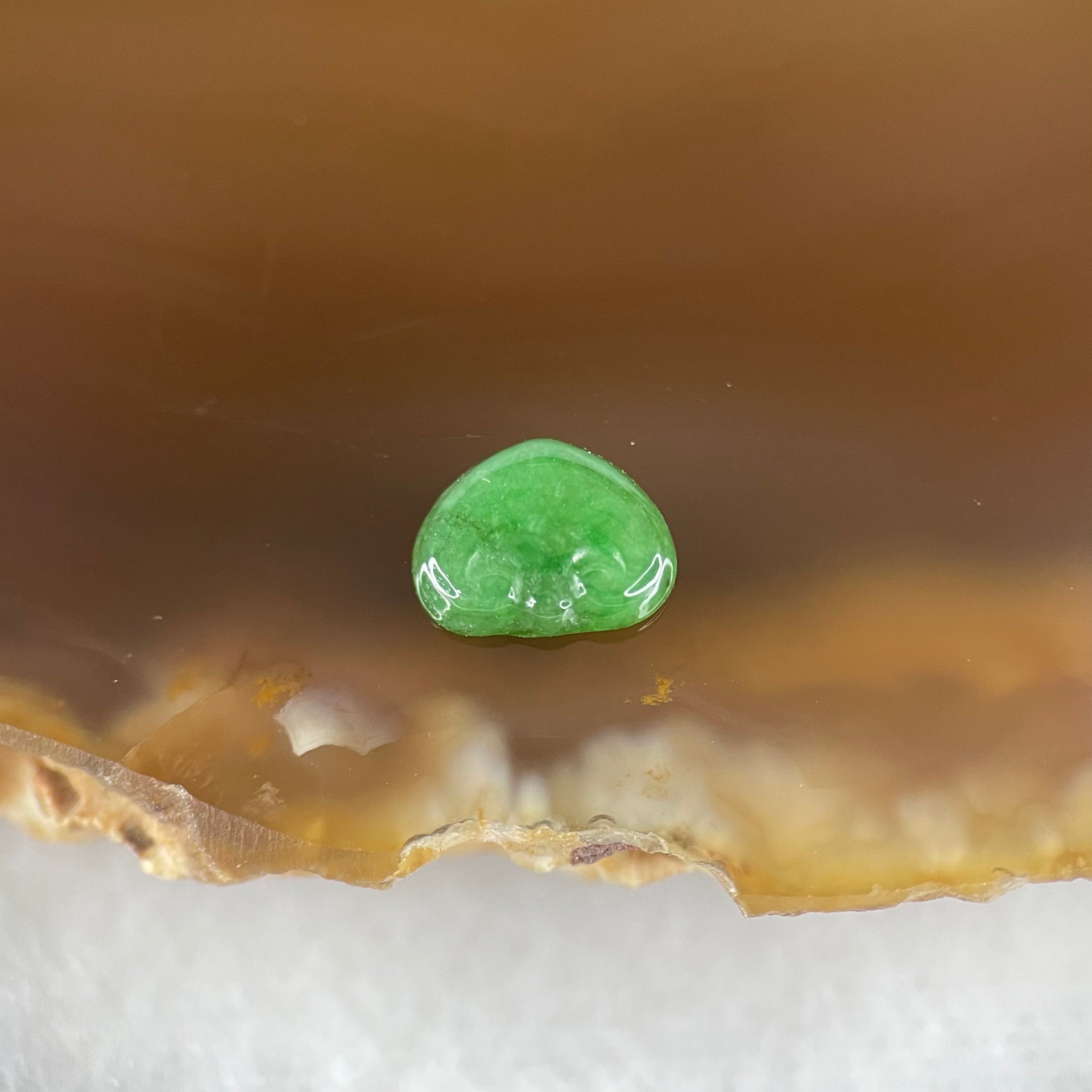 Type A Old Mine Full Green Jadeite Ruyi Charm Stone For Setting 0.16g 7.5 by 6.5 by 1.9mm - Huangs Jadeite and Jewelry Pte Ltd