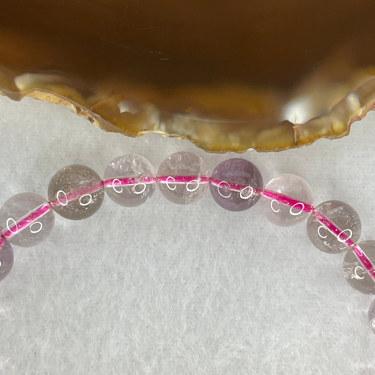 Certified Entry-Grade Natural Super 7 Crystal Beads Bracelet | Sleek Delicate Layering Strand | Authentic Sacred Seven Multi-Mineral Inclusions Quartz Spiritual Catalyst & Auric Shield Bracelet (20.68g | 16.5cm Length | 6.9mm | 23 Beads)
