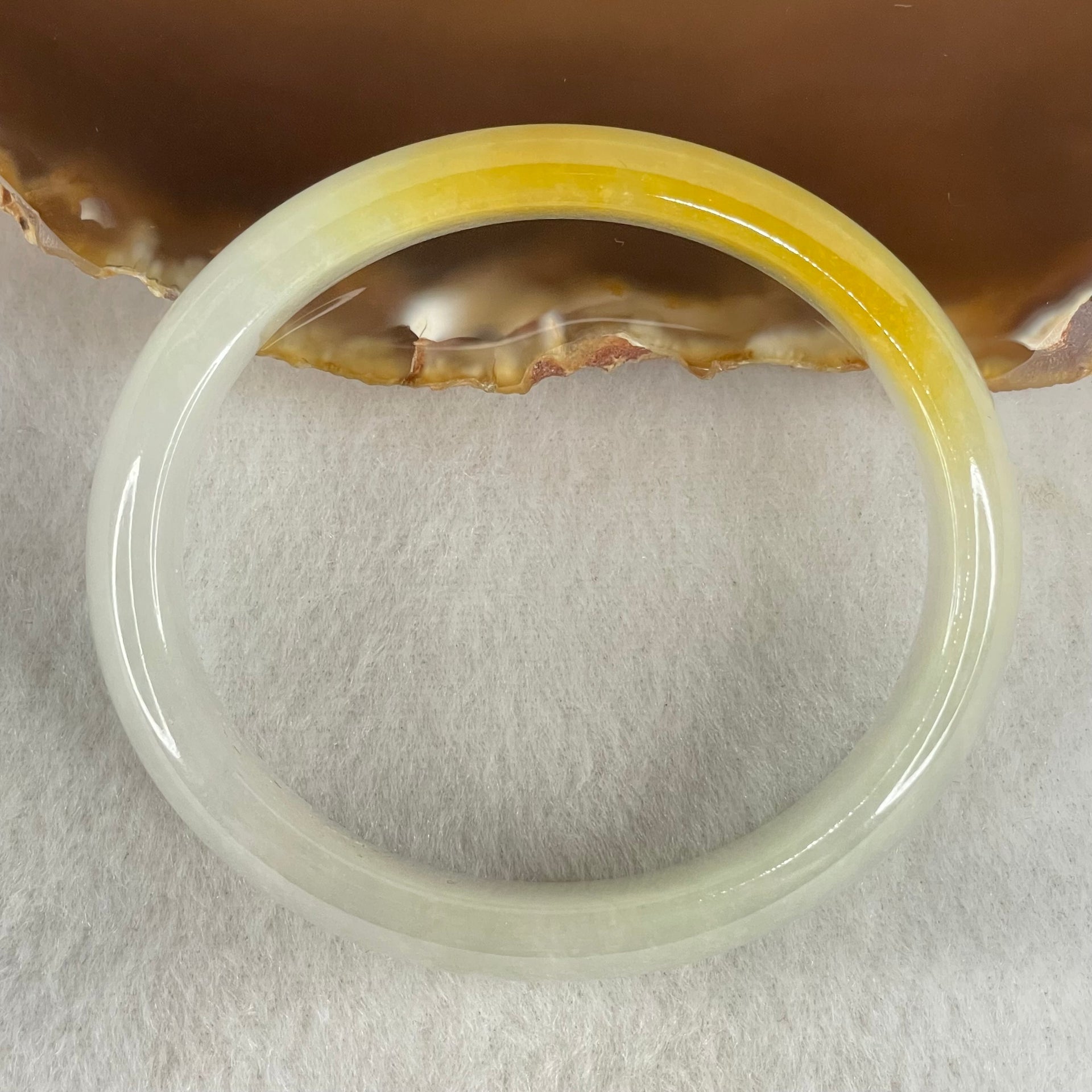 Type A Jelly Light Green with Bright Yellow Jadeite Oval Bangle 38.49g Inner Diameter 53.8mm 12.7 by 6.5mm (Close to Perfect) - Huangs Jadeite and Jewelry Pte Ltd