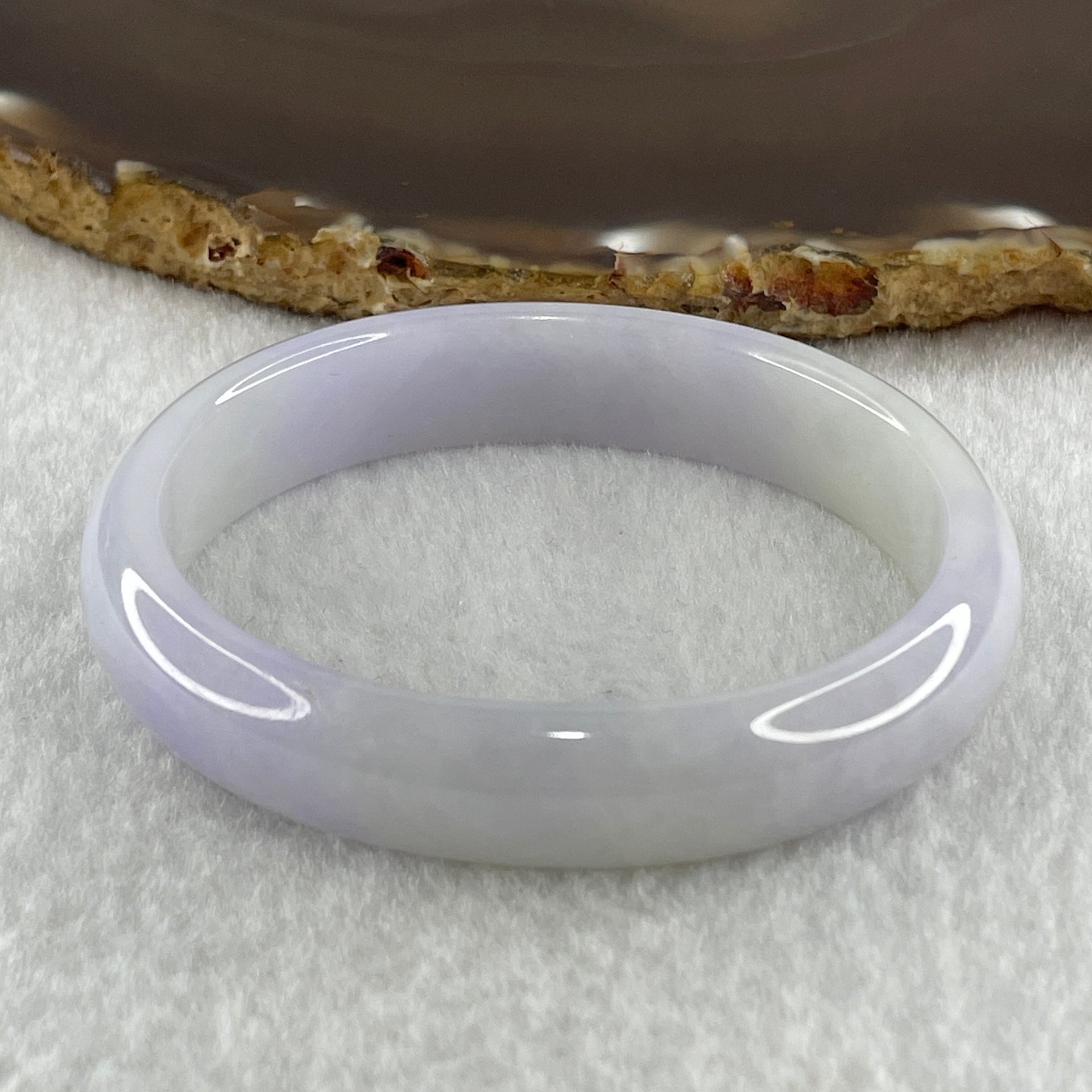 Type A Natural Light Lavender Light Green Jadeite Oval Bangle 34.75g Inner Diameter 52.9mm 11.9 by 6.3mm (Internal Lines) - Huangs Jadeite and Jewelry Pte Ltd