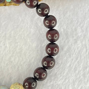 Natural Blood Rosewood with Variscite Beads Bracelet 天然血檀寿山石手链 8.23g 15cm 8.7mm 3 Beads 8.4mm 18 Beads - Huangs Jadeite and Jewelry Pte Ltd