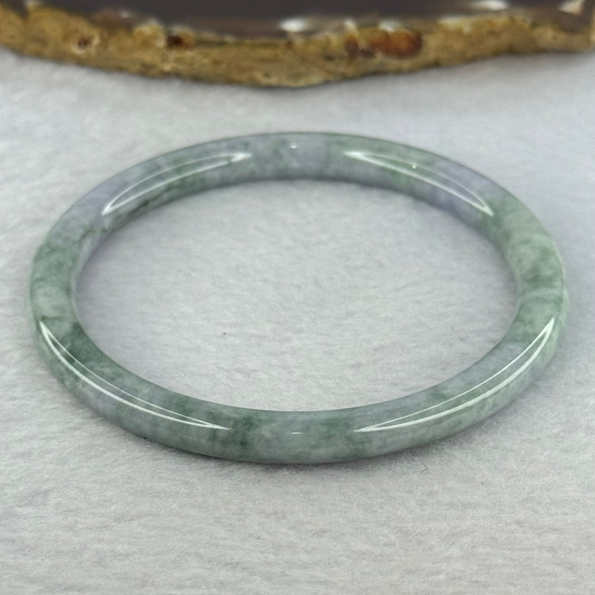 Type A Deep Lavender with Green Piao Hua Jadeite Bangle 22.69g Internal Diameter 59.4mm 6.5 by 7.2mm (Internal Line) - Huangs Jadeite and Jewelry Pte Ltd