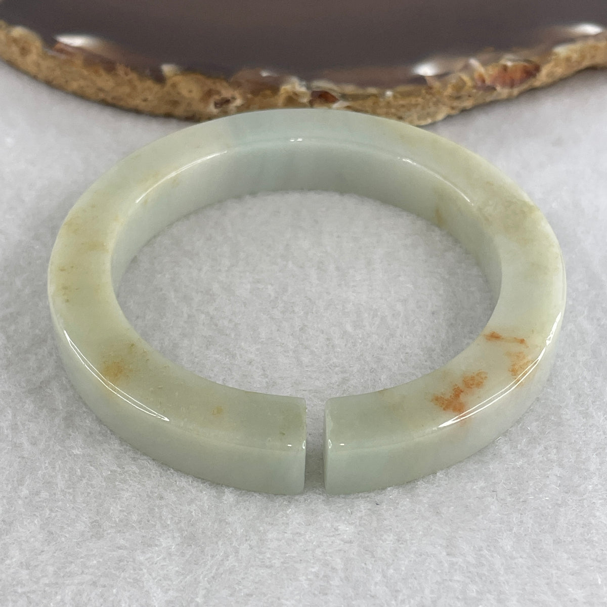 Natural Type A Light Blueish Green with Yellowish and Reddish Piao Hua Jadeite Open Bangle 52.03g Inner Diameter 53.7mm 4.9 by 9.0mm (Very Very Slight External Rough) - Huangs Jadeite and Jewelry Pte Ltd