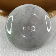Type A Lavender with Wuji Grey and Green Dots Jadeite Ping An Kou Donut Pendant 76.70g 55.2 by 12.6mm - Huangs Jadeite and Jewelry Pte Ltd