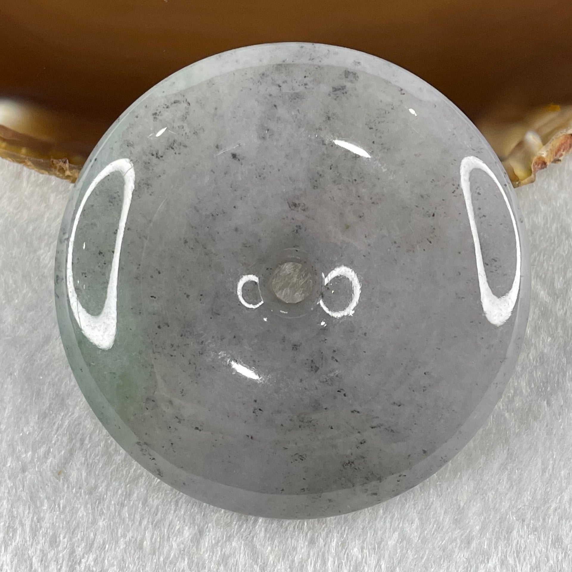 Type A Lavender with Wuji Grey and Green Dots Jadeite Ping An Kou Donut Pendant 76.70g 55.2 by 12.6mm - Huangs Jadeite and Jewelry Pte Ltd
