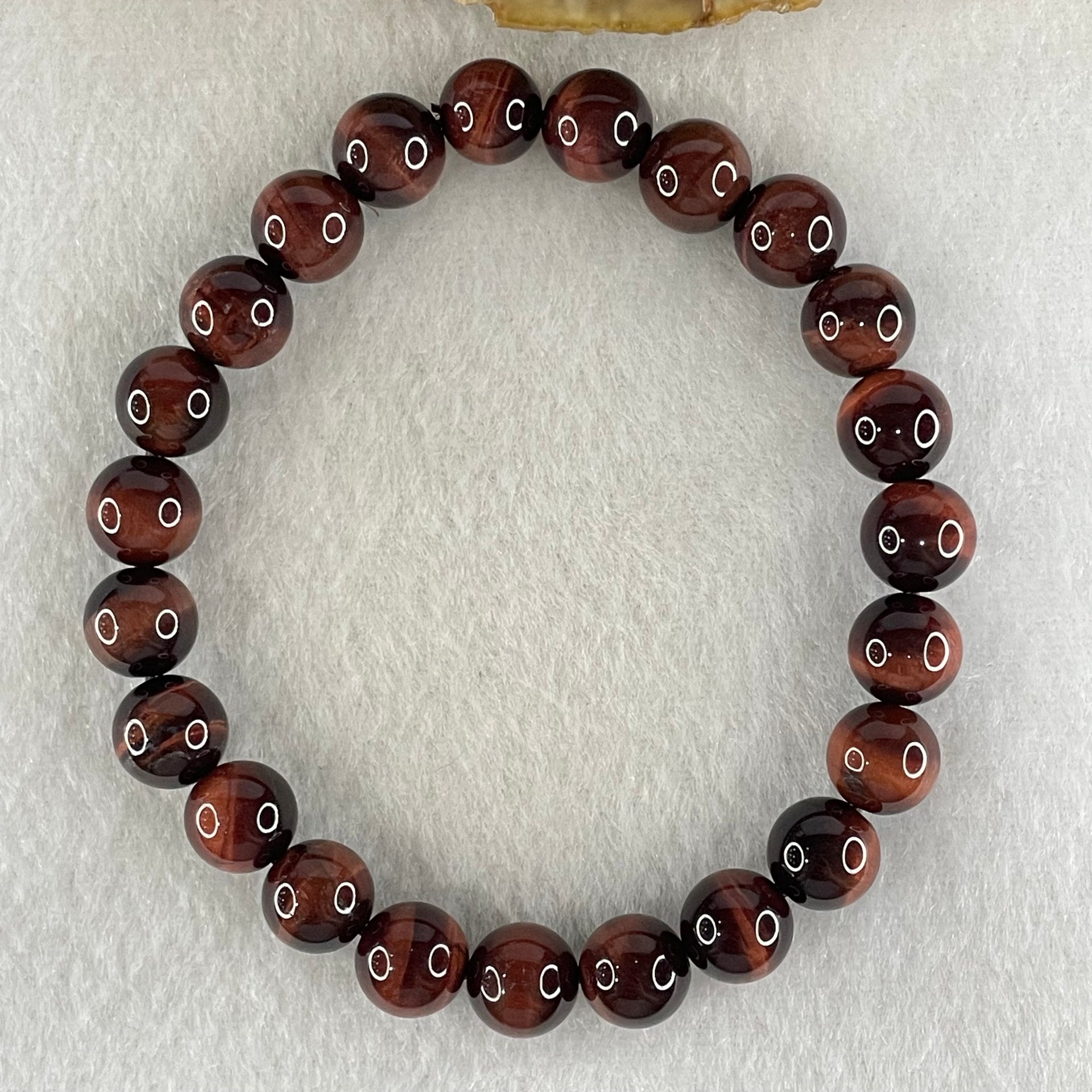 Natural Red Tiger's Eye Quartz Beads Bracelet 19.32g 16cm 8.6mm 23 Beads - Huangs Jadeite and Jewelry Pte Ltd