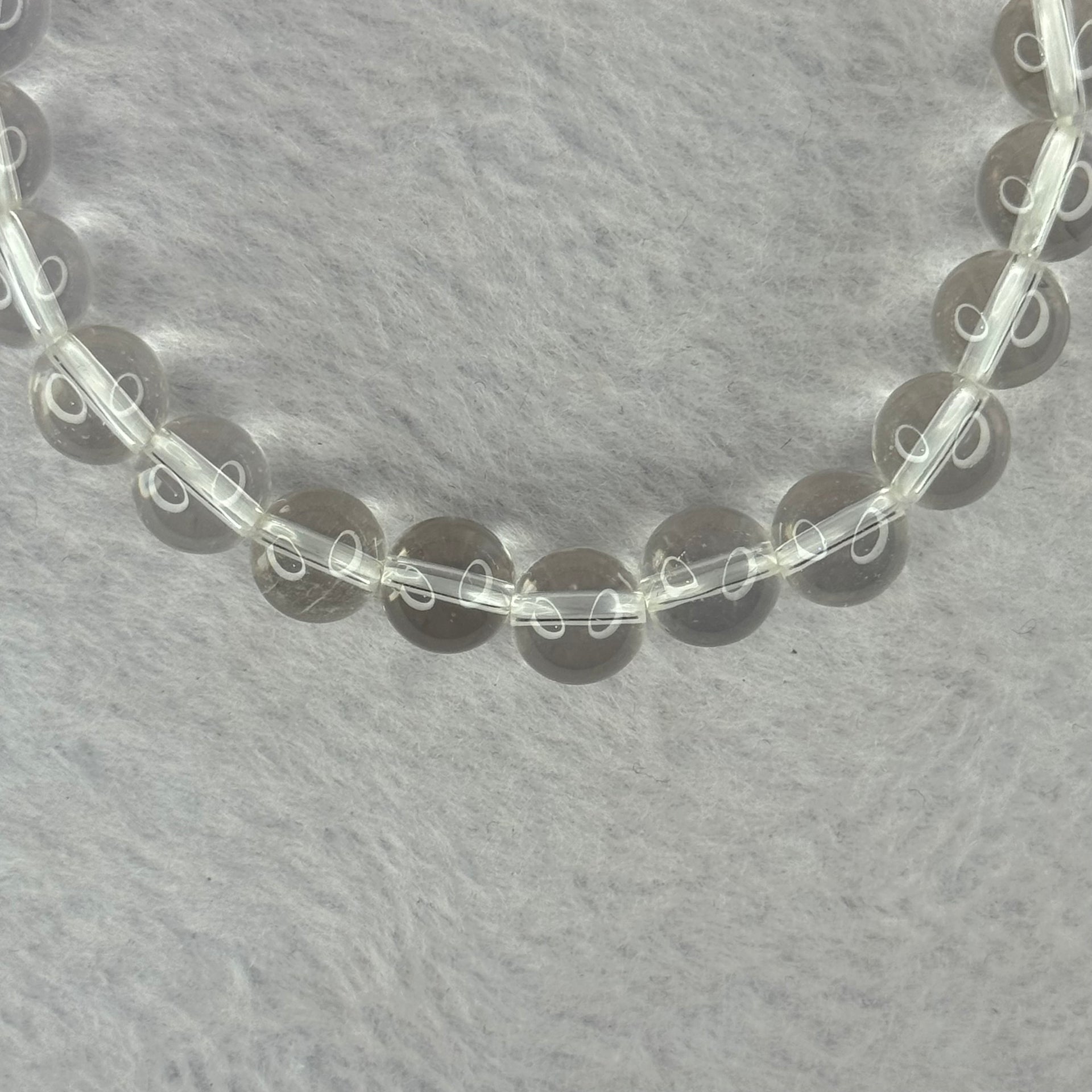 Natural Clear Quartz Bracelet 天然白水晶手链 18.71g 16.5cm 8.4mm 24 Beads - Huangs Jadeite and Jewelry Pte Ltd