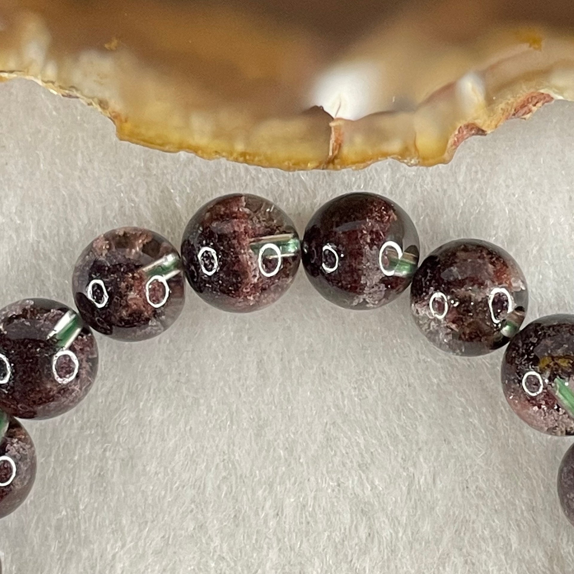 Good Grade Natural Red Phantom Quartz Beads Bracelet 19.21g 15.5cm 8.8mm 22 Beads - Huangs Jadeite and Jewelry Pte Ltd