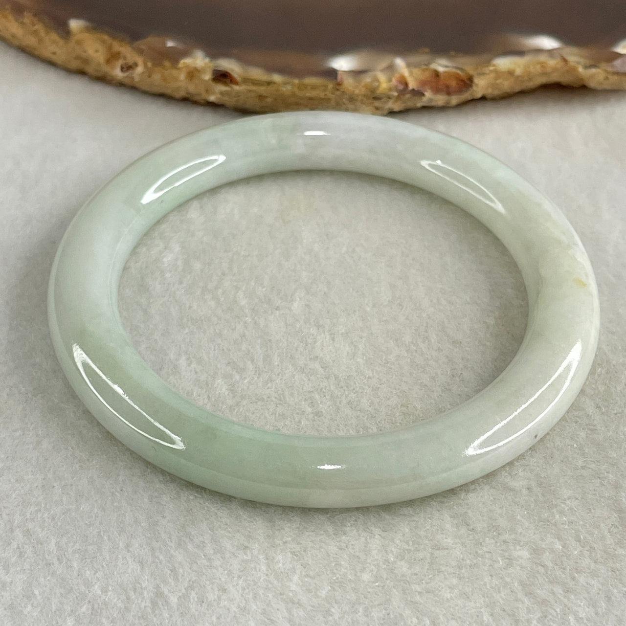 Type A Light Green Jadeite Bangle Internal Diameter 55.3mm 41.257g 8.5 by 8.9mm (External Line) - Huangs Jadeite and Jewelry Pte Ltd