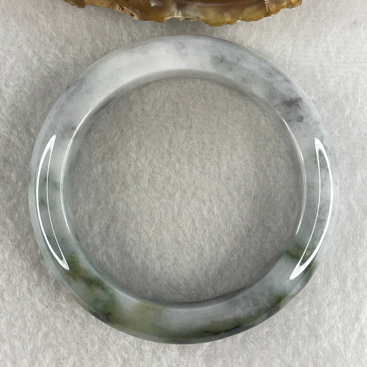 Natural Type Lavender with Wuji Grey and Dark Green Piao Hua Jadeite Bangle 70.71g Inner Diameter 55.4mm 14.0 by 9.5mm (Slight External Rough) - Huangs Jadeite and Jewelry Pte Ltd