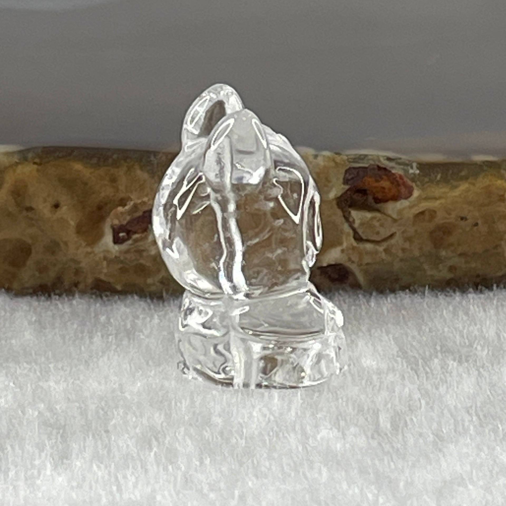 Natural Clear Quartz Labubu Charm Display 3.53g 19.4 by 12.1 by 11.0mm - Huangs Jadeite and Jewelry Pte Ltd