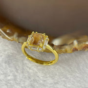 Natural Golden Rutilated Quartz in 925 Sliver Ring (Gold Color) 1.90g 5.8 by 3.5 mm Adjustable Size - Huangs Jadeite and Jewelry Pte Ltd