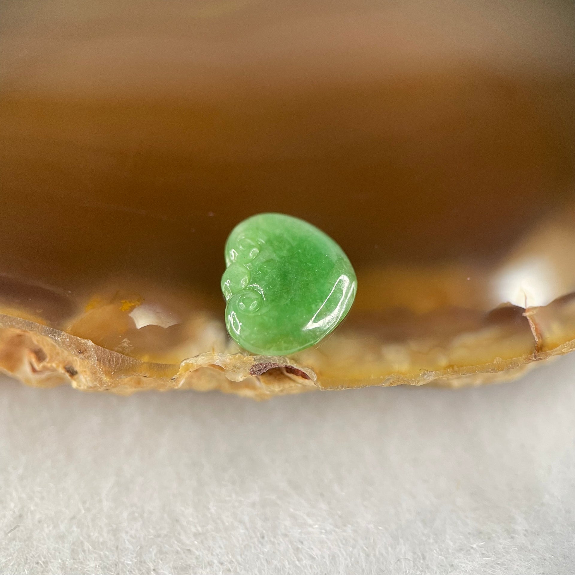 Type A Old Mine Full Green Jadeite Ruyi Charm Stone For Setting 0.50g 11.9 by 9.6 by 2.1mm - Huangs Jadeite and Jewelry Pte Ltd