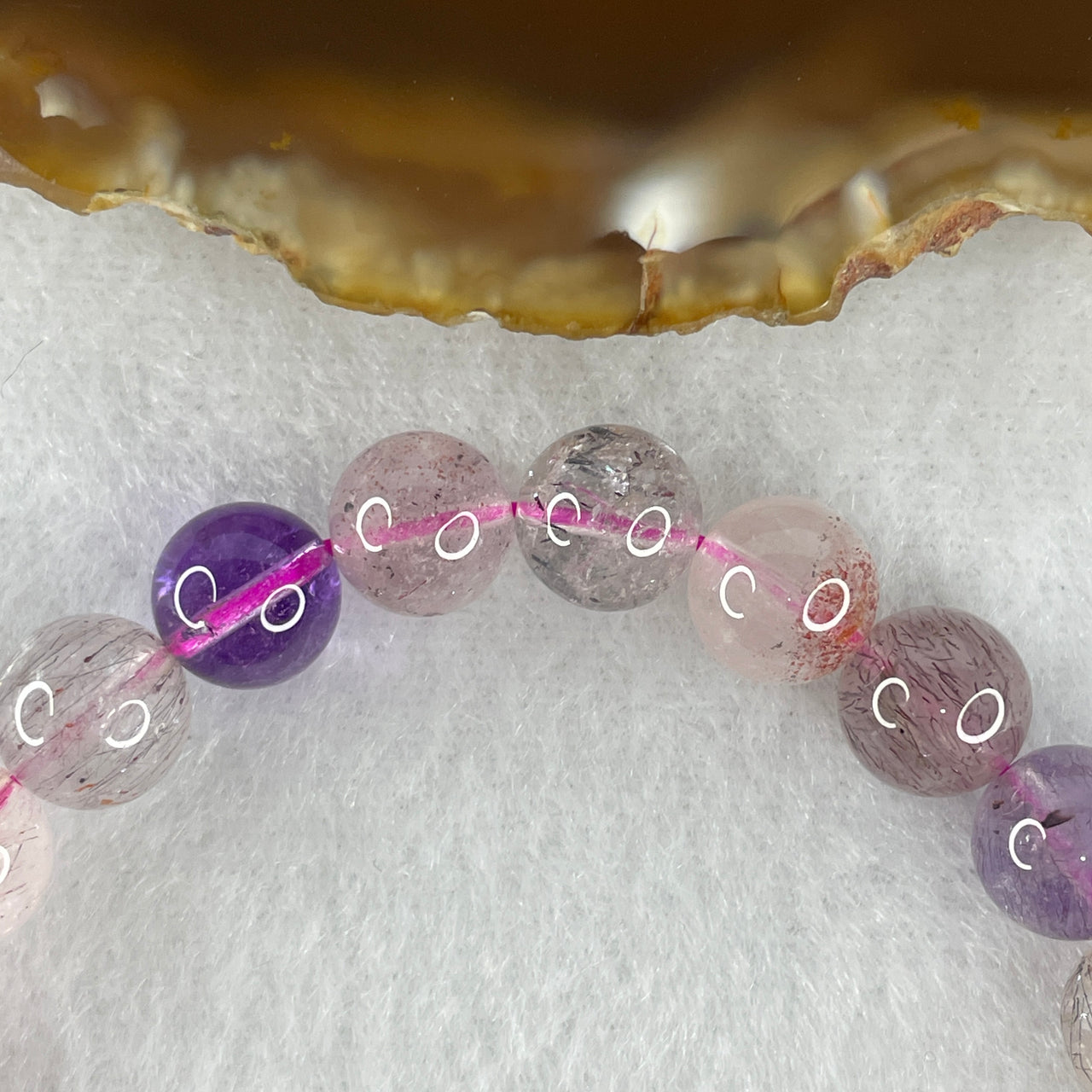 Certified Above-Average Grade Natural Super 7 Crystal Beads Bracelet | Fluid High-Clarity Showcase Strand | Authentic Sacred Seven Multi-Mineral Inclusions Quartz Spiritual Catalyst & Auric Shield Bracelet (19.36g | 15.5cm Length | 8.8mm | 22 Beads)