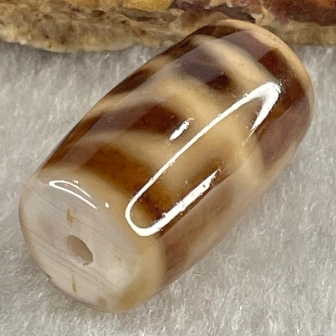 Natural Powerful Tibetan Old Oily Agate Patina Guiren Tairen Human Dzi Bead Totem Amulet Heavenly Master (Tian Zhu) 贵人天诛 4.80g 20.2 by 11.6mm - Huangs Jadeite and Jewelry Pte Ltd