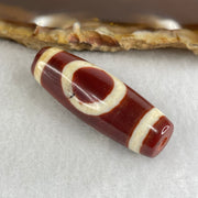 Natural Powerful Tibetan Old Oily Red White Agate One Eye Gold Metal Element Dzi Bead Heavenly Master (Tian Zhu) 一眼金天珠 9.71g 37.8 by 13.0mm - Huangs Jadeite and Jewelry Pte Ltd