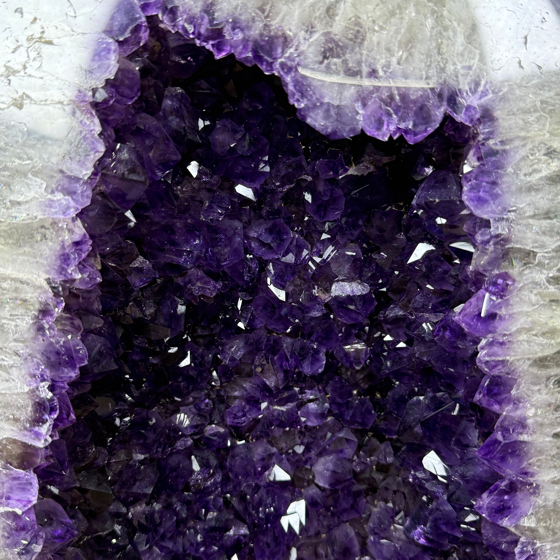 Natural Amethyst Rectangular Shape Cave (31,526.0g) with Wooden Stand Display Total Weight 38,526.0g 420.0 by 315.0 by 610.0mm - Huangs Jadeite and Jewelry Pte Ltd