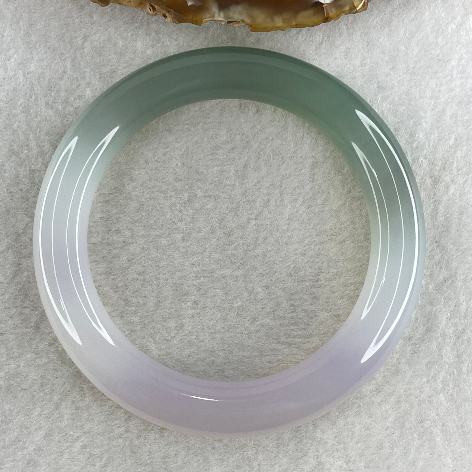Certified Natural Green with Lavender Agate Bangle 49.56g Internal Diameter 56.6mm 10.7 by 11.0mm (Perfect) - Huangs Jadeite and Jewelry Pte Ltd