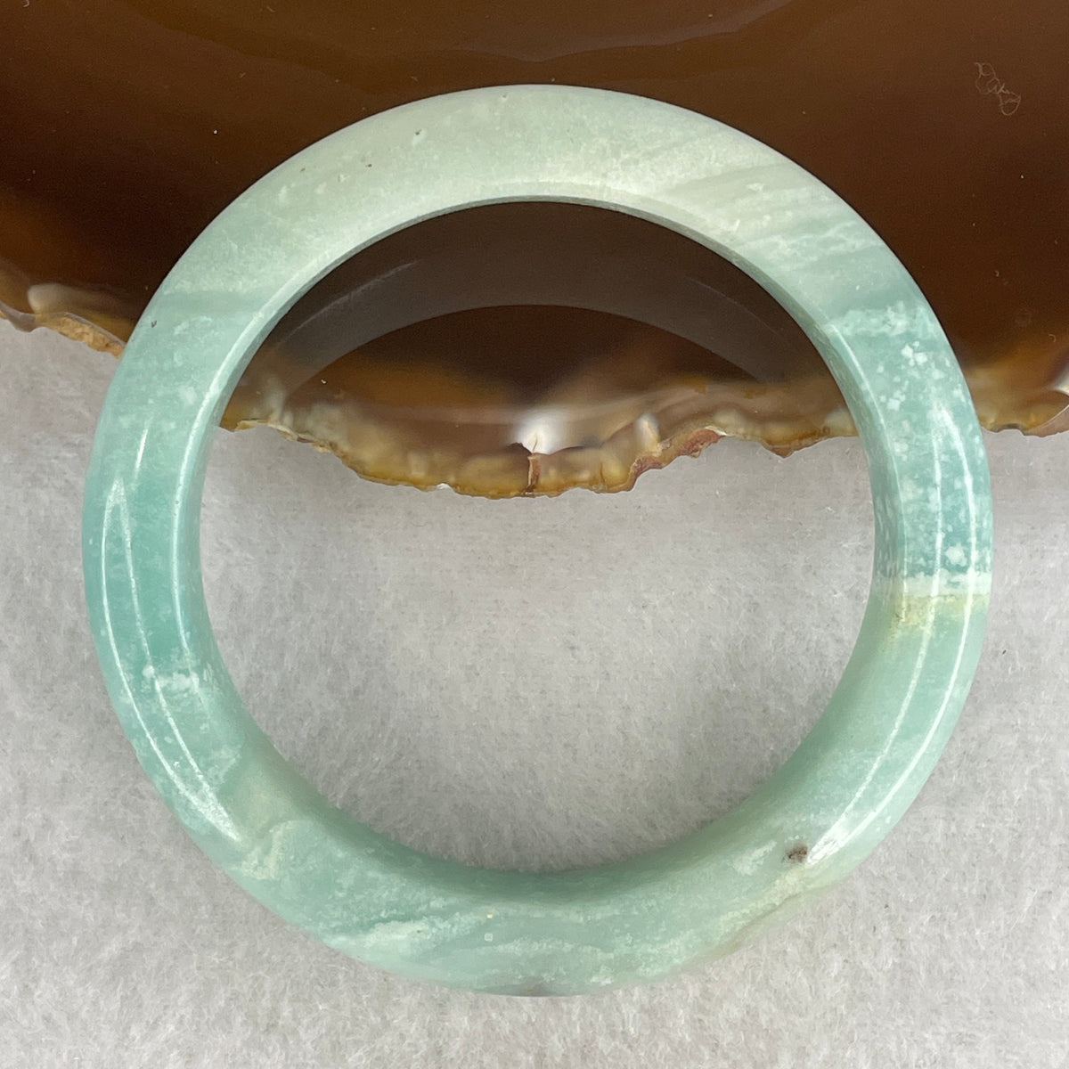 Natural Blueish Green Calcite Bangle | (43.42g | 55.1mm Inner Diameter | 11.5x8.7mm | Very Very Slight Internal Line | Synergy, Soothing Calm, Stress Relief & Flow State)