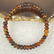 Natural Dark Brownish Yellow Medicine Amber Beads Bracelet 天然抚顺药珀手链 4.29g 14.5cm 6.5mm 43 Beads - Huangs Jadeite and Jewelry Pte Ltd