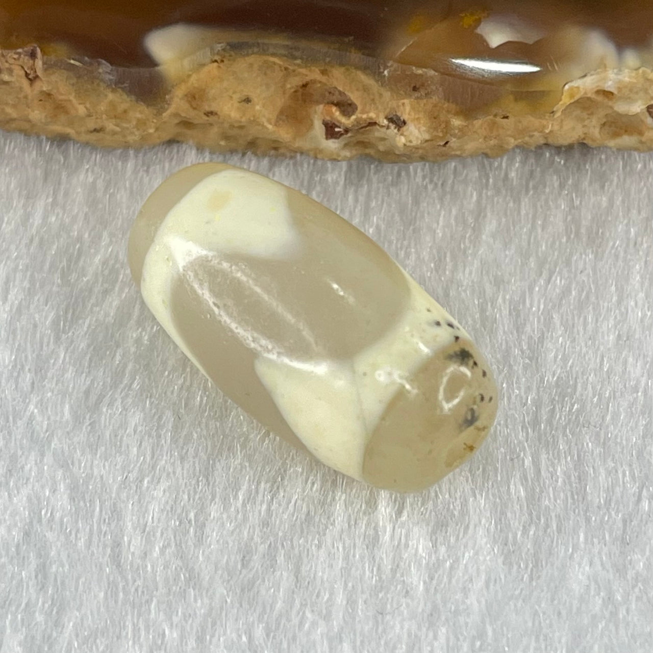 Natural Powerful Tibetan Old Oily Agate Tiger Tooth Daluo Dzi Bead Heavenly Master (Tian Zhu) 虎呀天诛 3.00g 20.0 by 10.4mm - Huangs Jadeite and Jewelry Pte Ltd