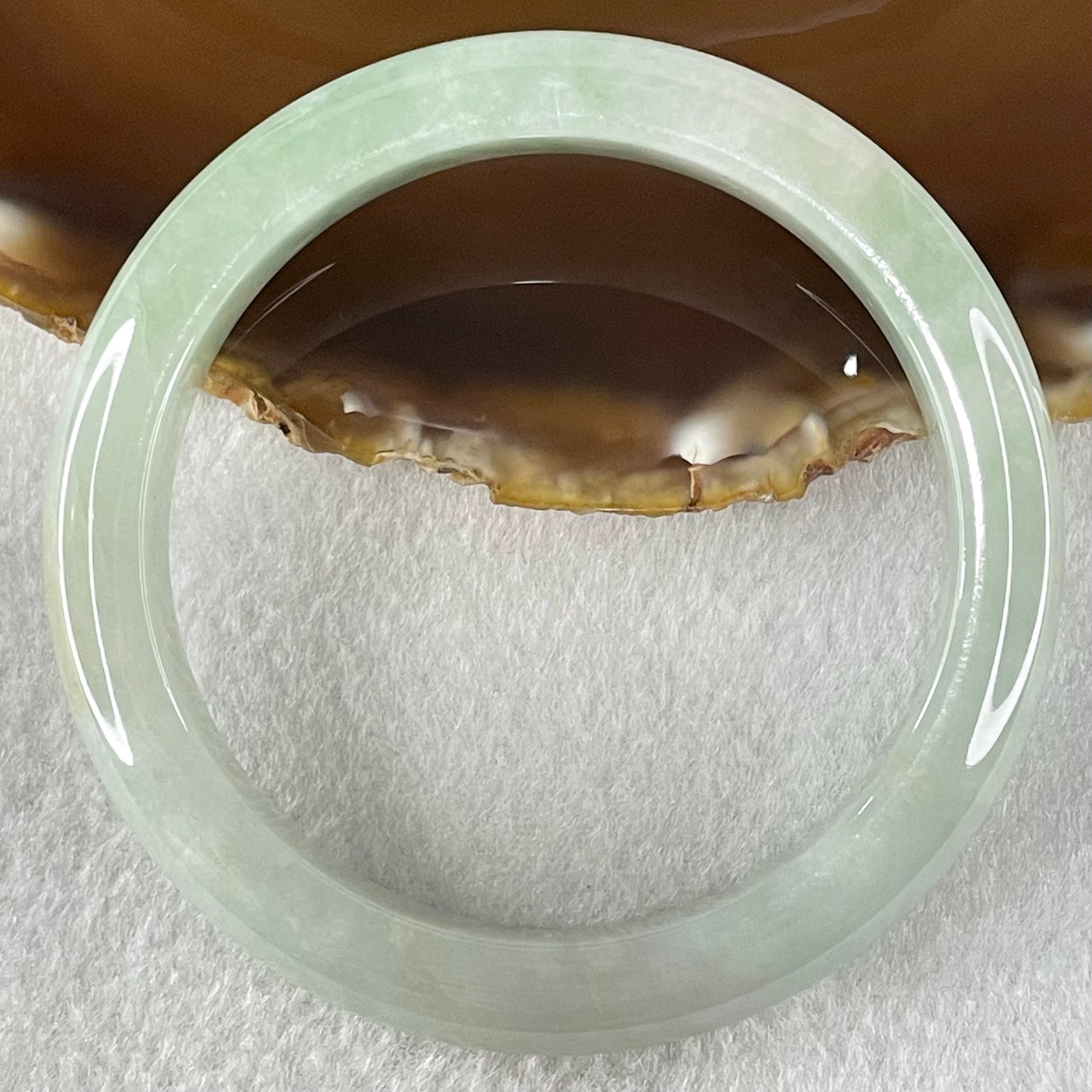 Type A Green Jadeite Bangle 54.02g Internal Diameter 58.2mm 11.0 by 8.6mm (External Lines) - Huangs Jadeite and Jewelry Pte Ltd